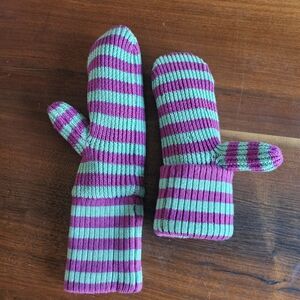 lululemon athletica Striped Purple and Green Mittens- Lined Fleece